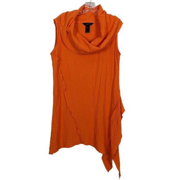 ALI MILES Tunic Orange Sleeveless cowl neck asymmetrical hem Summer Lagenlook - Picture 2 of 16